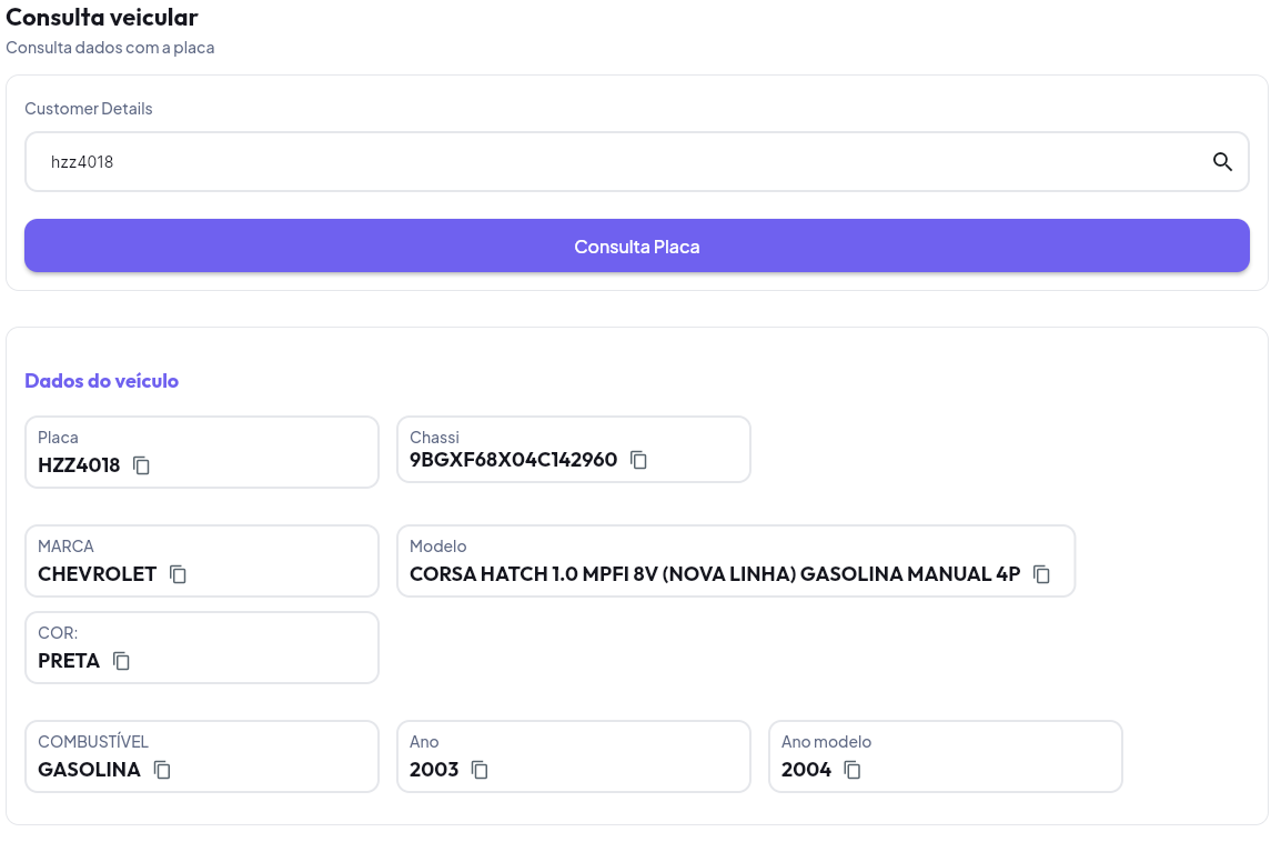 Exemplo real de dados retornados pelo PlacaCheck